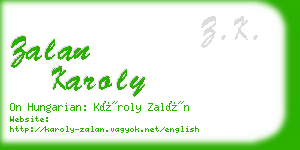 zalan karoly business card